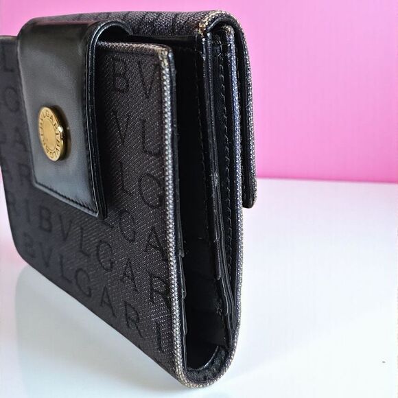 BVLGARI Blue Denim and Black Wallet In Great Condition - Picture 4 of 14